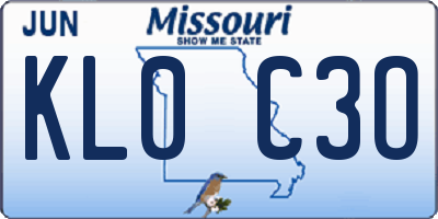 MO license plate KL0C3O