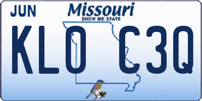 MO license plate KL0C3Q