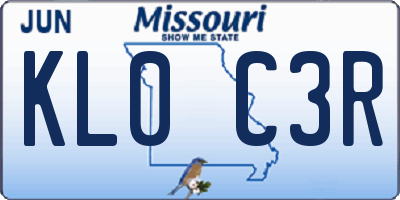 MO license plate KL0C3R