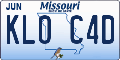 MO license plate KL0C4D