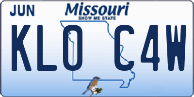 MO license plate KL0C4W