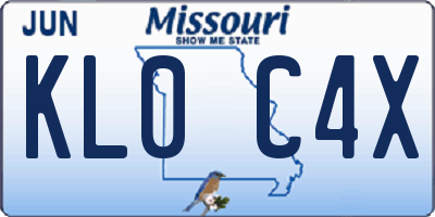 MO license plate KL0C4X