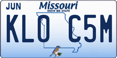 MO license plate KL0C5M