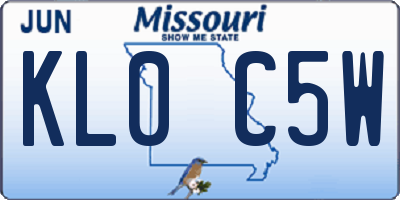 MO license plate KL0C5W