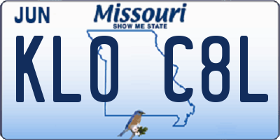 MO license plate KL0C8L