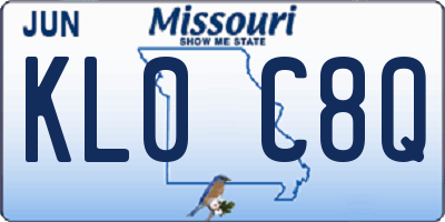 MO license plate KL0C8Q