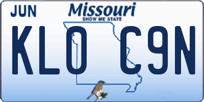 MO license plate KL0C9N
