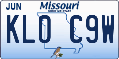 MO license plate KL0C9W