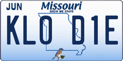 MO license plate KL0D1E