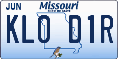 MO license plate KL0D1R