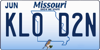 MO license plate KL0D2N