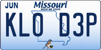 MO license plate KL0D3P
