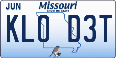 MO license plate KL0D3T