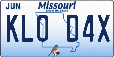 MO license plate KL0D4X