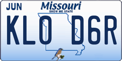 MO license plate KL0D6R