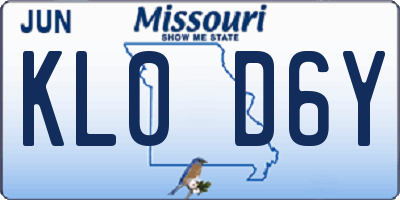 MO license plate KL0D6Y
