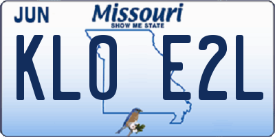MO license plate KL0E2L