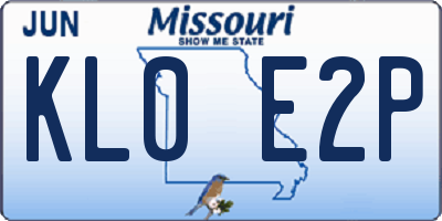 MO license plate KL0E2P