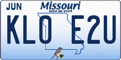 MO license plate KL0E2U