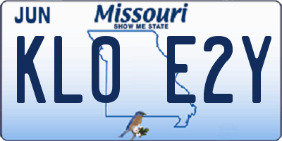 MO license plate KL0E2Y