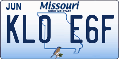 MO license plate KL0E6F