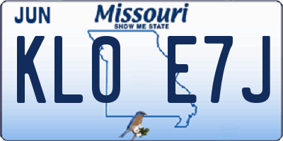 MO license plate KL0E7J