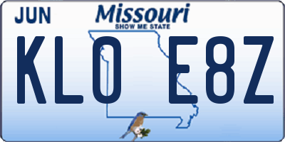 MO license plate KL0E8Z