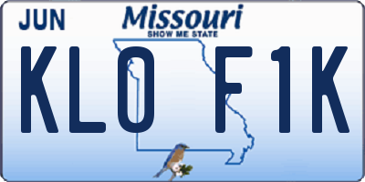 MO license plate KL0F1K