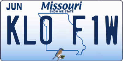 MO license plate KL0F1W