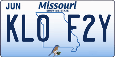 MO license plate KL0F2Y