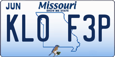 MO license plate KL0F3P