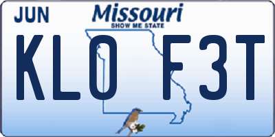 MO license plate KL0F3T