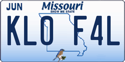 MO license plate KL0F4L