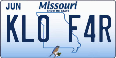 MO license plate KL0F4R