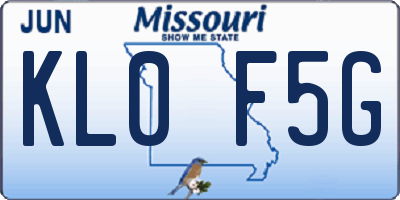 MO license plate KL0F5G