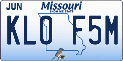 MO license plate KL0F5M