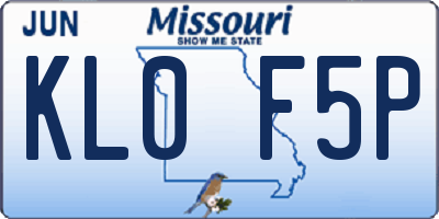 MO license plate KL0F5P