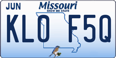 MO license plate KL0F5Q