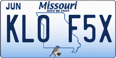 MO license plate KL0F5X