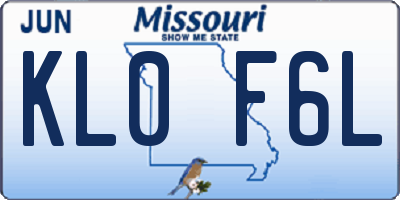 MO license plate KL0F6L