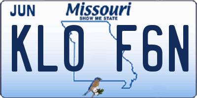 MO license plate KL0F6N