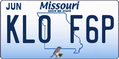 MO license plate KL0F6P