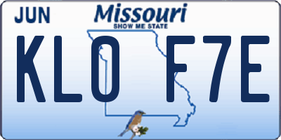 MO license plate KL0F7E
