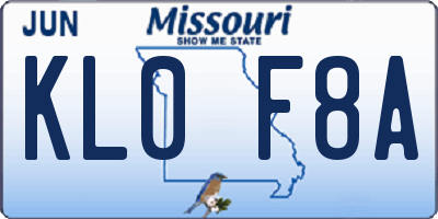 MO license plate KL0F8A