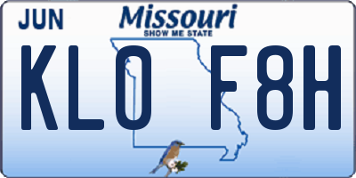 MO license plate KL0F8H