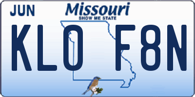 MO license plate KL0F8N