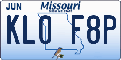 MO license plate KL0F8P