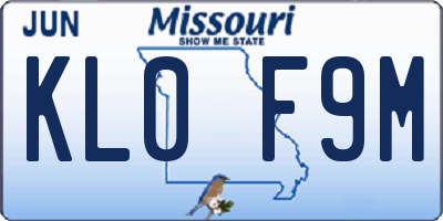 MO license plate KL0F9M