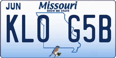 MO license plate KL0G5B