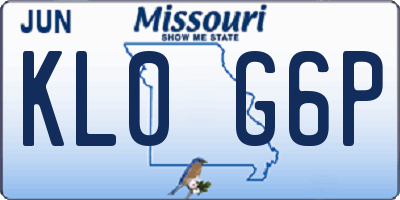 MO license plate KL0G6P